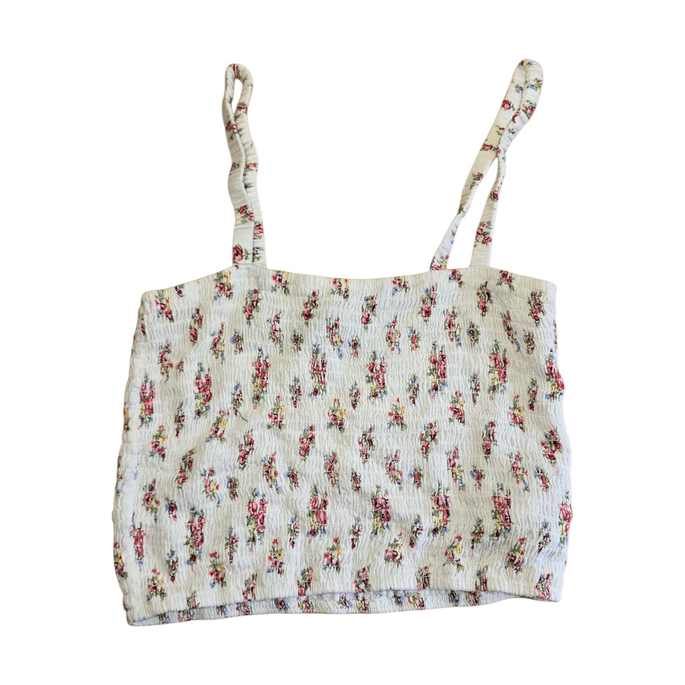 Forever 21 Coquette Balletcore Floral White and Pink Crop Top Size S